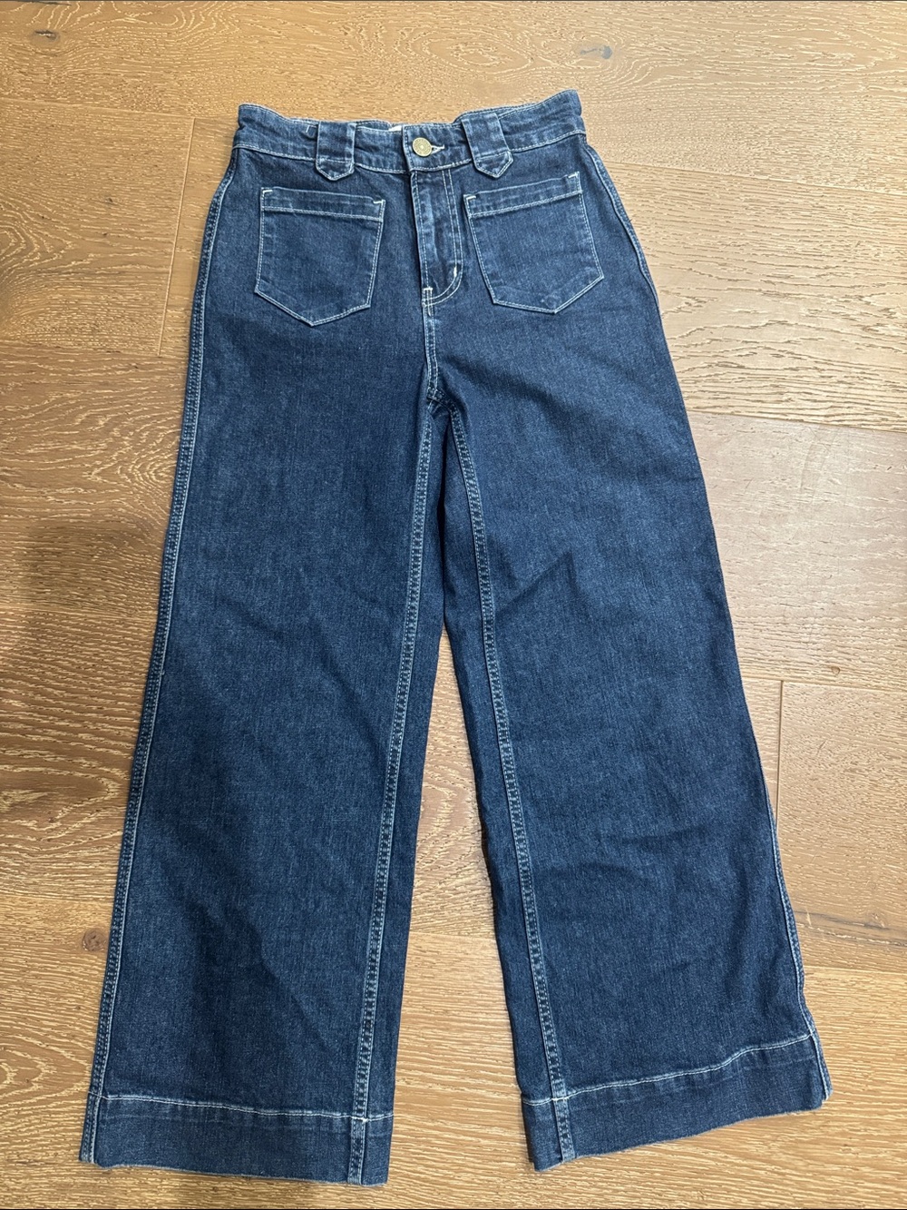 FRAME Gabriel Cropped Wide Leg Jeans Dark Wash Size 24 - Picture 2 of 6